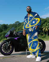 Big Guy's Daily Casual Abstract Planet Orbit Printed Long Sleeve Shirt and Pants Set