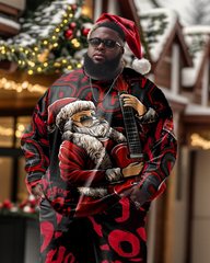 Men's Big and Tall 2 Piece Sweatsuit Hip Hop Santa Sweatshirt & Pants