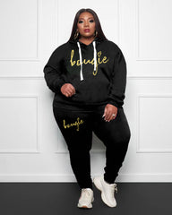 Women's Big & Tall 2 Piece Tracksuit Bougie Hoodie and Sweatpants Set