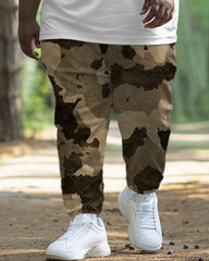 Men's Plus Size Daily Casual Forest Text Print T-Shirt Trousers Suit
