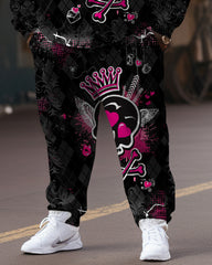 Men's Large Size Skull Love Bones Hoodie Set of Two