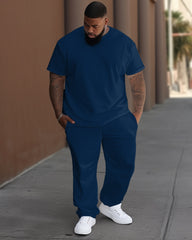 Solid Color Multi-color Optional T-Shirt Trousers Set Big & Tall Men's