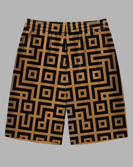 Men's Retro Fashion Geometric Regular Pattern Printed Outdoor Casual Big and Tall Shorts
