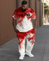Men's Big & Tall I'm Fine Bloody Print T-Shirt Trousers Set