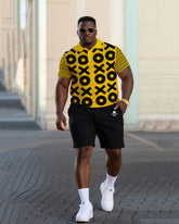 Big & Tall Men's Business Commuter Daily Leisure Sports Original OXOX Stripe Design-Polo Shirt Short Sleeve Polo Shirt Shorts Suit