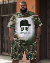 Street Casual Camouflage Letter Print Big Men's Set
