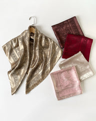 Solid Cashew Printed Silk Scarf Square