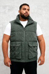 Big & Tall Men's Thickened Stand-up Collar Corduroy Vest M-6XL