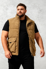 Big & Tall Men's Thickened Stand-up Collar Corduroy Vest M-6XL