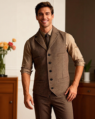 Big & Tall Men's Business Herringbone Suit Vest XS-3XL