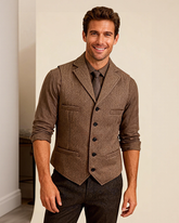 Big & Tall Men's Business Herringbone Suit Vest XS-3XL