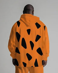 Big Men's Street Fashion Tie Cartoon Print Hoodie Set