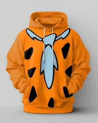Big Men's Street Fashion Tie Cartoon Print Hoodie Set