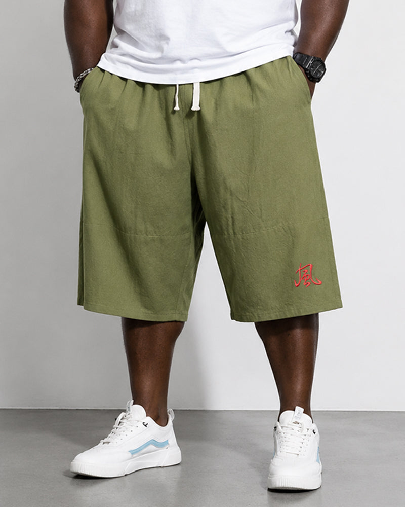 L-9XL Japanese Plus Size Solid Color Cotton Linen Casual Mid-length Pants