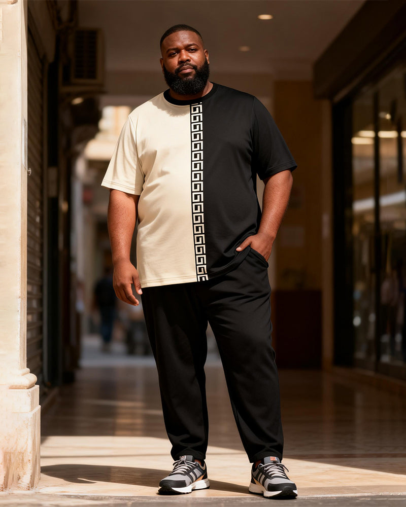 Big & Tall Men's Black Stitching T-shirt Pants Suit