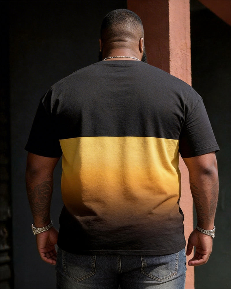 Big & Tall Men's Black And Yellow Color-Block Whatever Print Crewneck Short-Sleeve T-Shirt