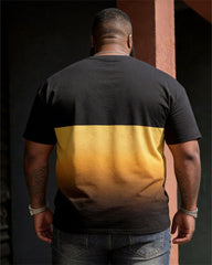 Big & Tall Men's Black And Yellow Color-Block Whatever Print Crewneck Short-Sleeve T-Shirt
