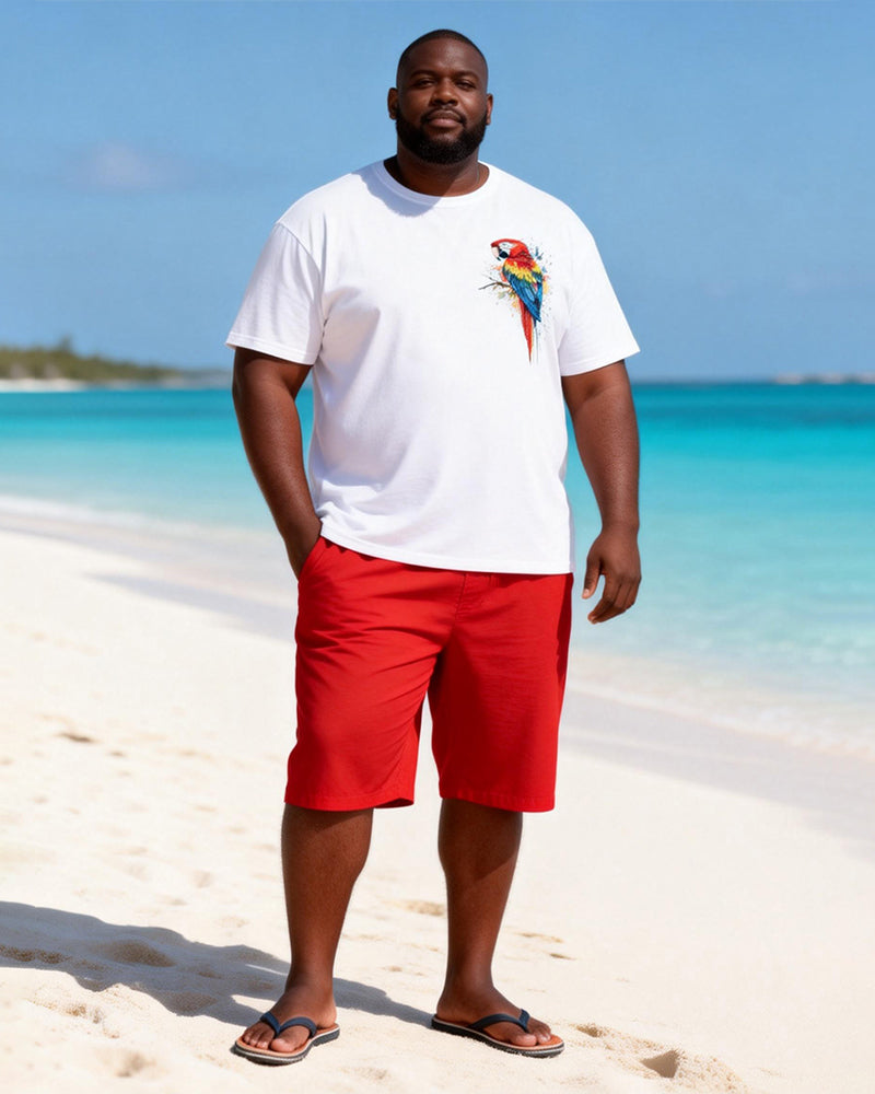 Big & Tall Men's Parrot Print Crewneck Short Sleeve T-Shirt Shorts Set