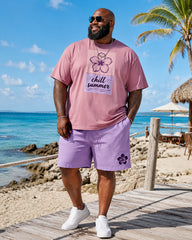 Big & Tall Men's Chill Summer Printed Round Neck Short Sleeve T-shirt Shorts Set