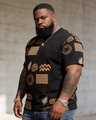 Big & Tall Men's Vintage Totem Print Round Neck Short Sleeve T-Shirt