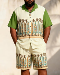 Big & Tall Men's Surfboard Coconut Print Short Sleeve Shirt Shorts Set
