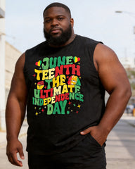 Big & Tall Men's Juneteenth Ultimate Independence Day Alphabet Print Crewneck Sport Vest