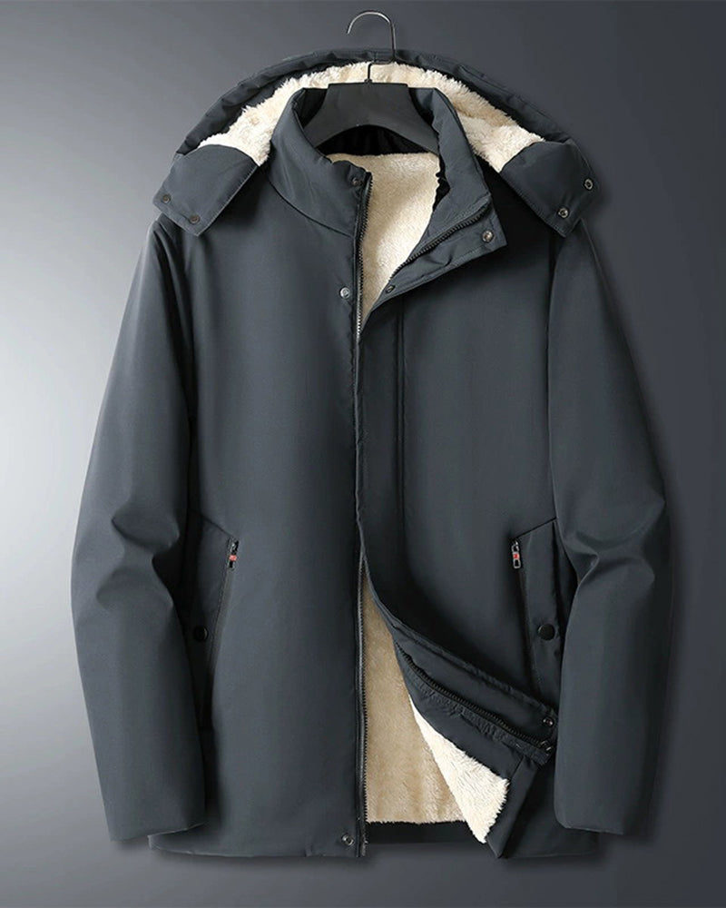 Solid Color Thickened Lamb Fleece Cotton-padded Jacket L-8XL