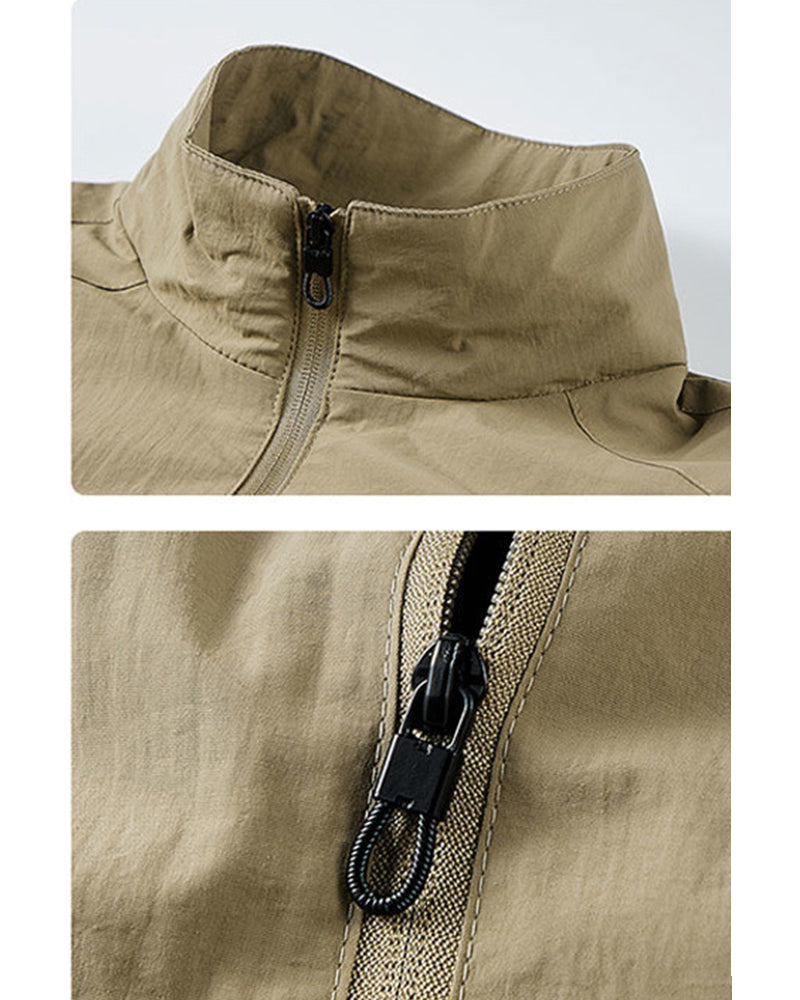 Big & Tall Men's Standing Collar Quick-drying Thin Outdoor Assault Jacket M-5XL