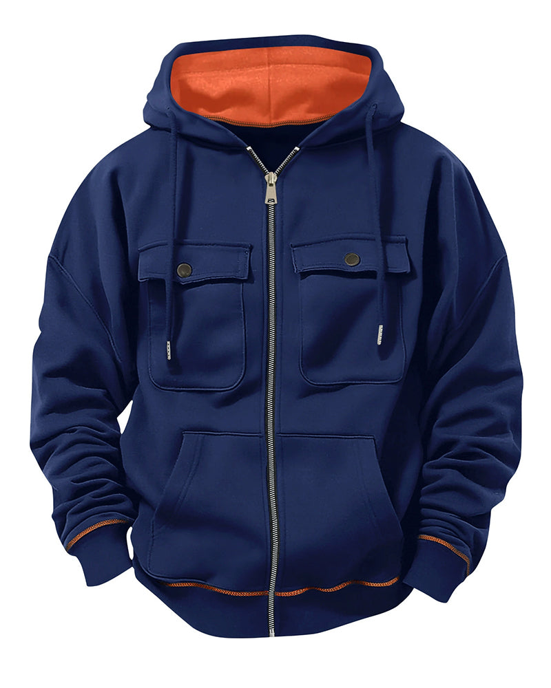 Big & Tall Men's Thickened Zipper Hooded Cardigan S-2XL