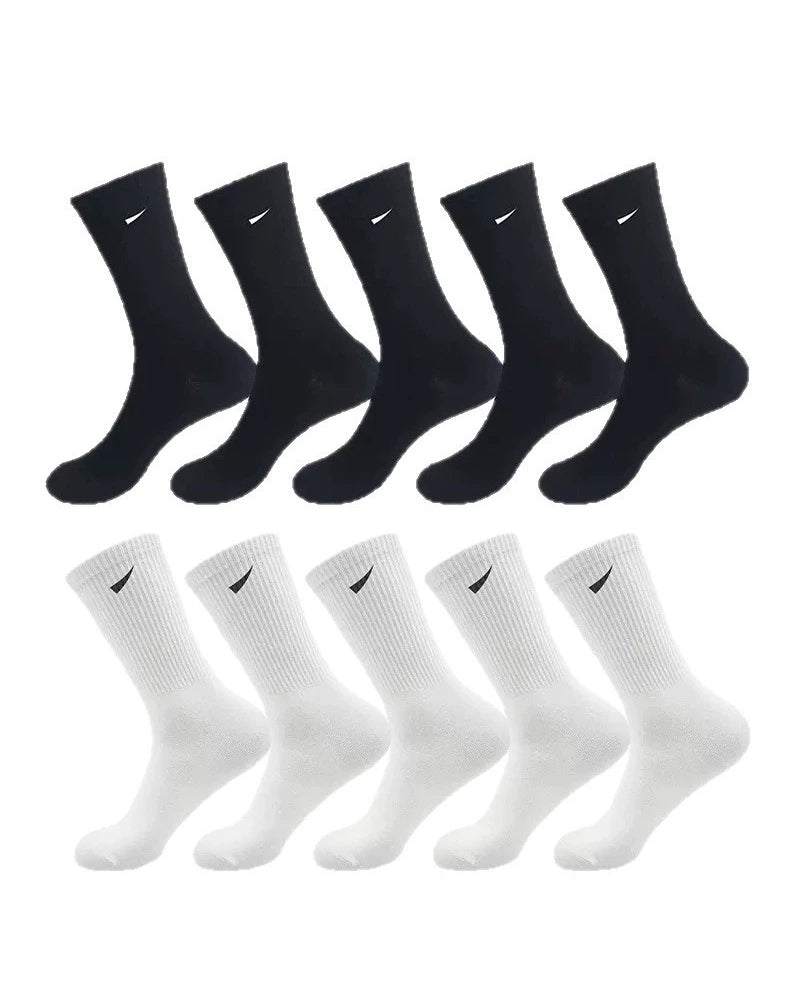 5 Pairs/10 Pairs Men/Women Solid Color Ankle Socks, Black & White & Grey, Versatile Crew Socks For All Seasons, Fall