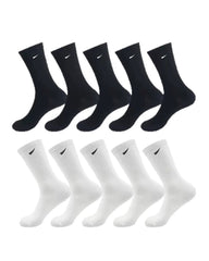5 Pairs/10 Pairs Men/Women Solid Color Ankle Socks, Black & White & Grey, Versatile Crew Socks For All Seasons, Fall