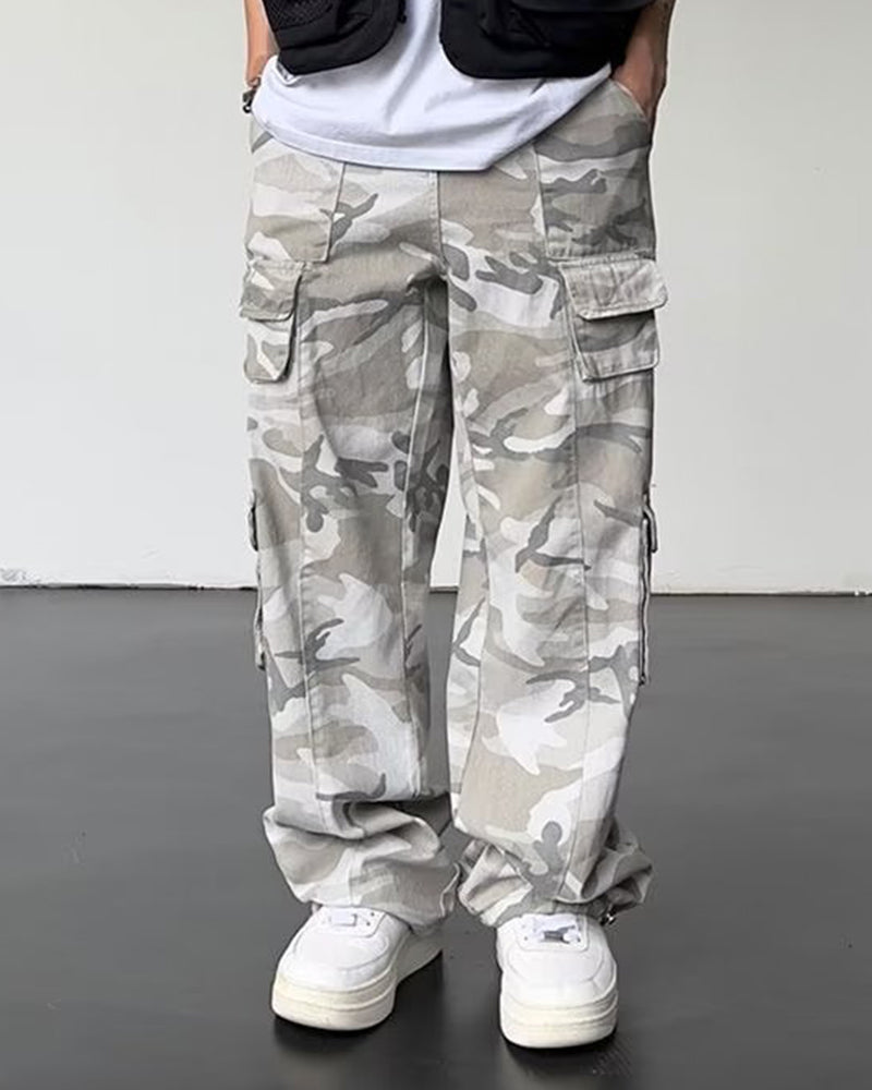 Big & Tall Men's Camouflage Casual Straight Multi-pocket Overalls M-3XL