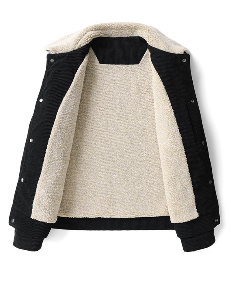 Big & Tall Men's Thickened Lamb Corduroy Casual Jacket L-9XL