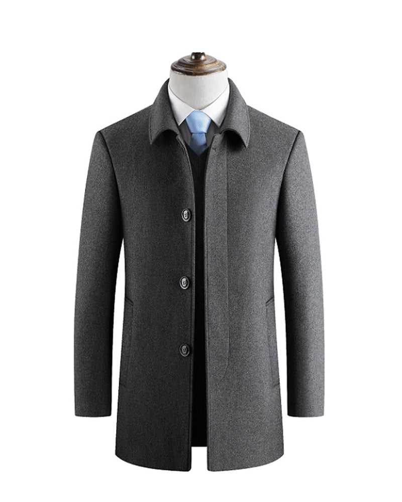 Big & Tall Men's Business Wool Lapel Lining Padded Tweed Coat M-4XL