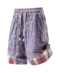 L-9XL Casual Sports Letter Jacquard Plaid Shorts