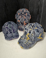 Personalized Washed Denim Hole Vintage Cap