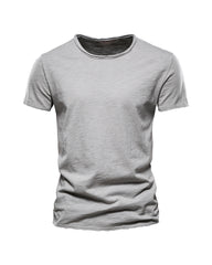 Big & Tall Men's Solid Color Slub Cotton Crewneck Short-sleeved T-shirt S-5XL