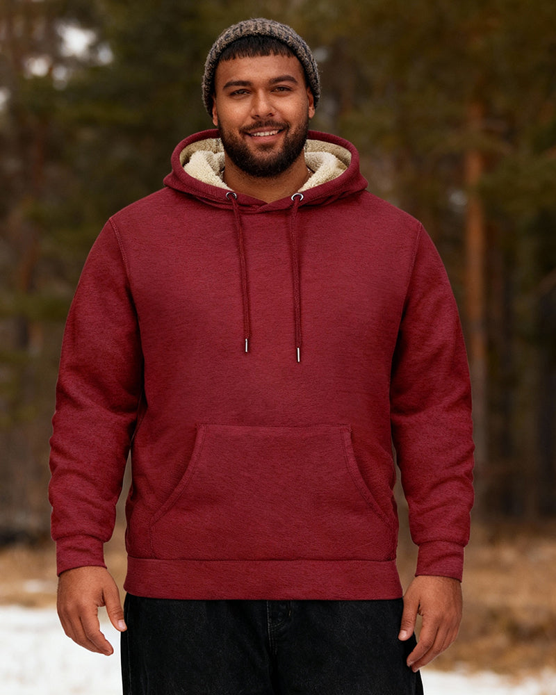 Big & Tall Men's Solid Color Velvet Thickened Hoodie S-3XL