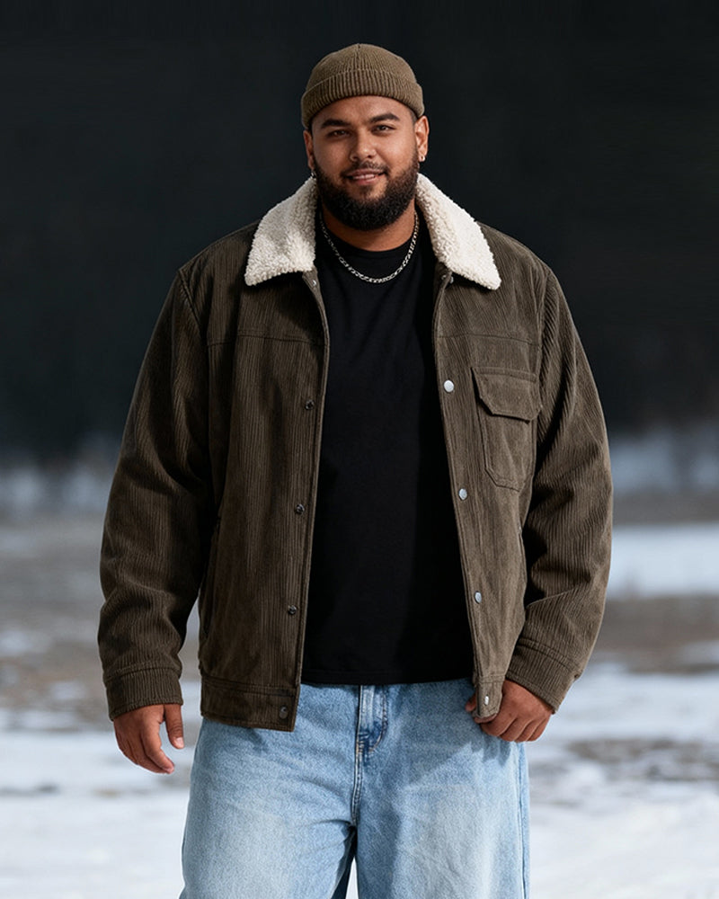 Big & Tall Men's Thickened Lamb Corduroy Casual Jacket L-9XL