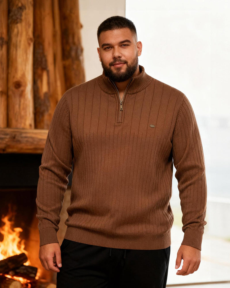 Big & Tall Men's Solid Color Half Zip Collar Knit Sweater S-2XL