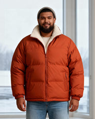 Big & Tall Men's Solid Color Vertical Collar Thickened Lamb Velvet Cotton-padded Jacket Double-sided Wearable S-3XL