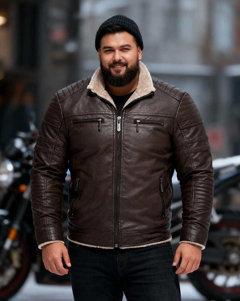Big & Tall Men's Vintage Faux Leather Thick Vintage Jacket S-3XL