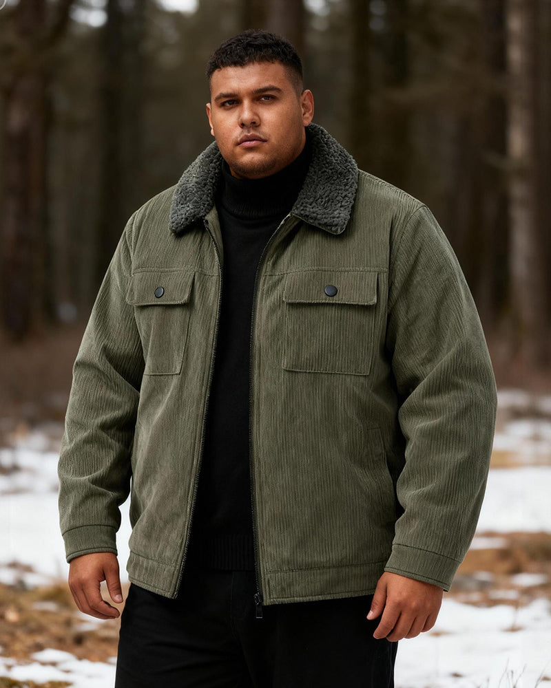 Big & Tall Men's Corduroy Thickened Lambskin Jacket Coat M-5XL