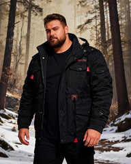 Big & Tall Men's Hooded Padded Frock Jacket Jacket M-5XL