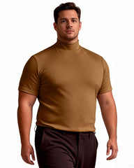 Big & Tall Men's High Neck Solid Color Short Sleeve T-Shirt S-3XL
