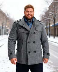 Big & Tall Men's Slim Fit Long Woolen Trench Coat M-4XL