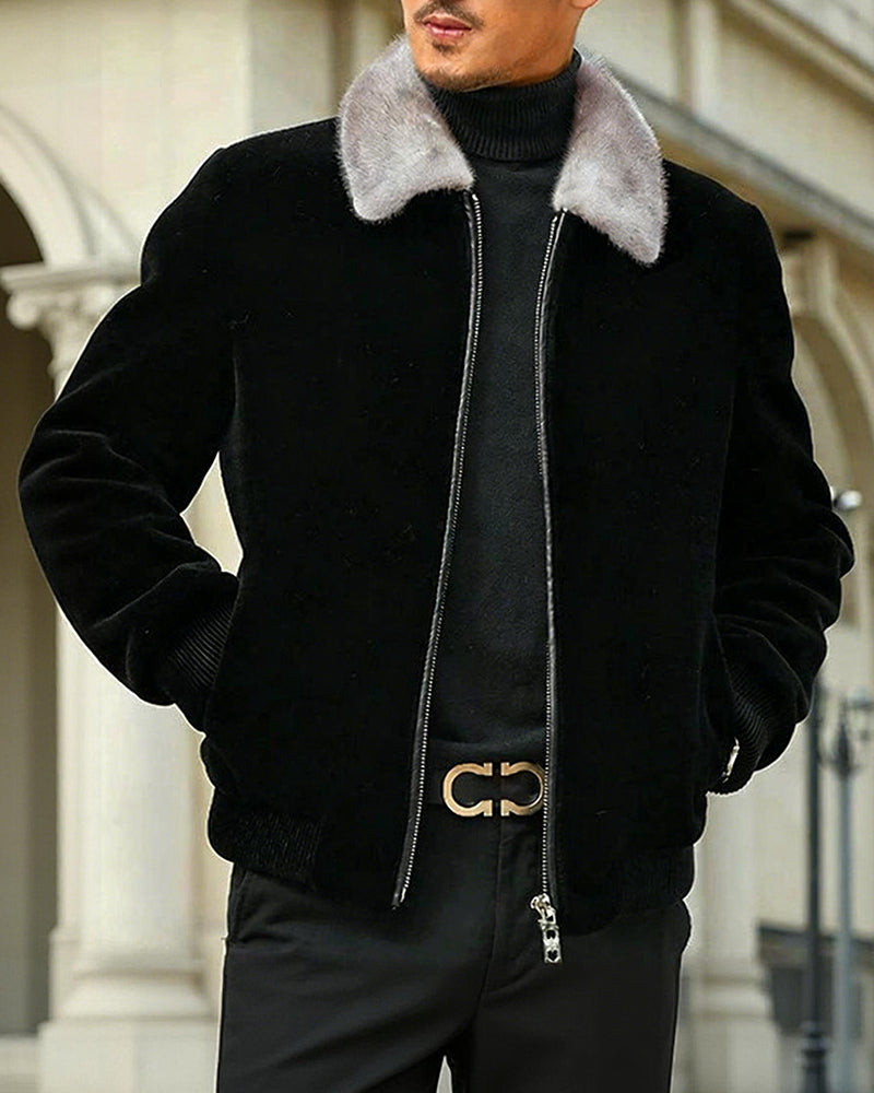 Big & Tall Men's Thickened Mink Laps Men's Jacket L-4XL