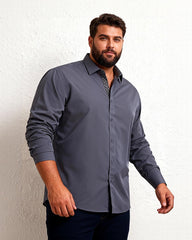 Business Solid Color Slim Long Sleeve Shirt S-4XL