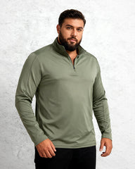 Big & Tall Men's Sunscreen UPF100 Base Shirt Long Sleeve Half Zipper T-shirt S-2XL