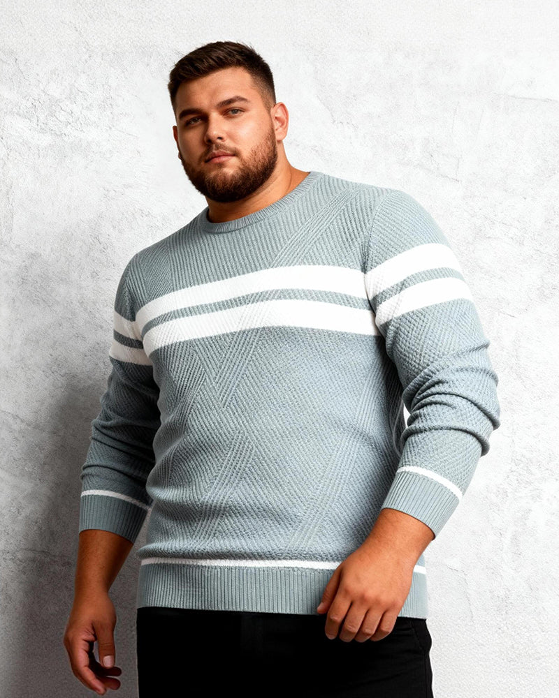Big & Tall Men's Casual Striped Pullover Colorblock Crewneck Sweater S-2XL